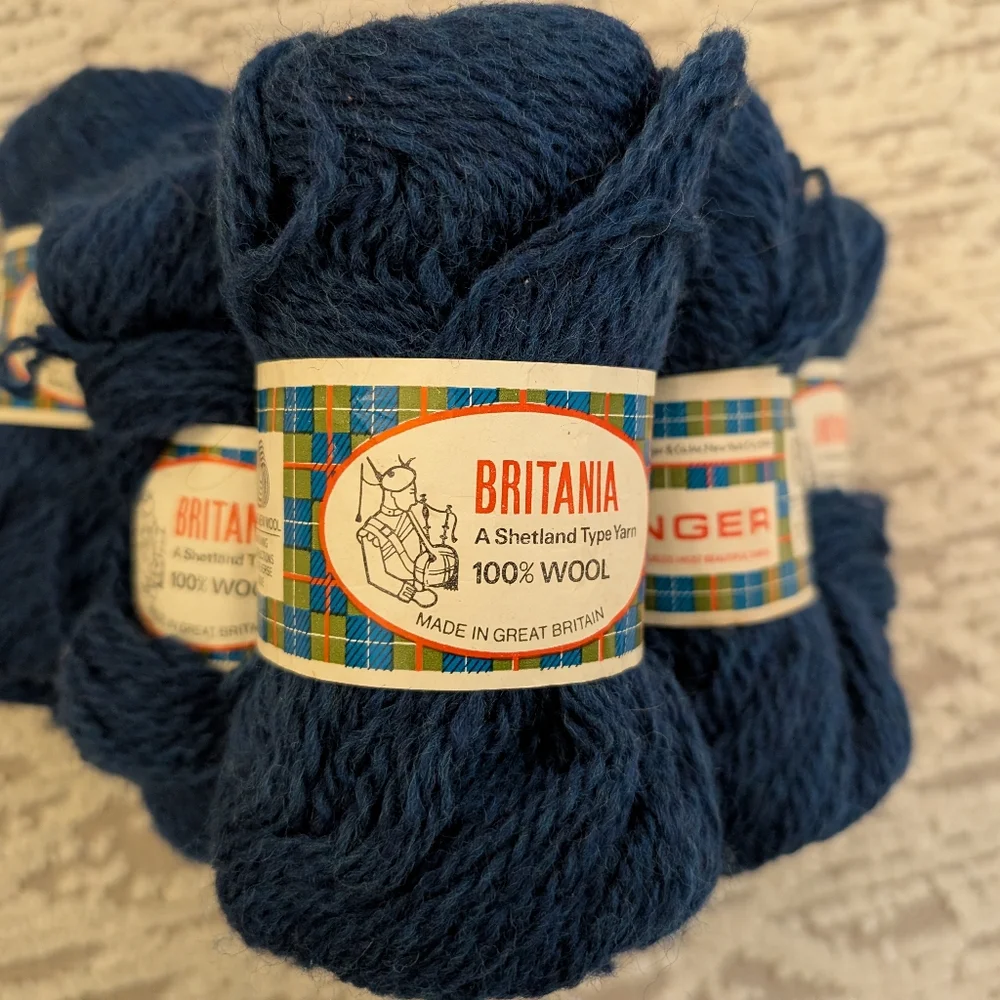 6 VTG Unger BRITANIA 100% Shetland Type WOOL YARN~Blue , 1 6/10 Oz, Kobalt- SALE